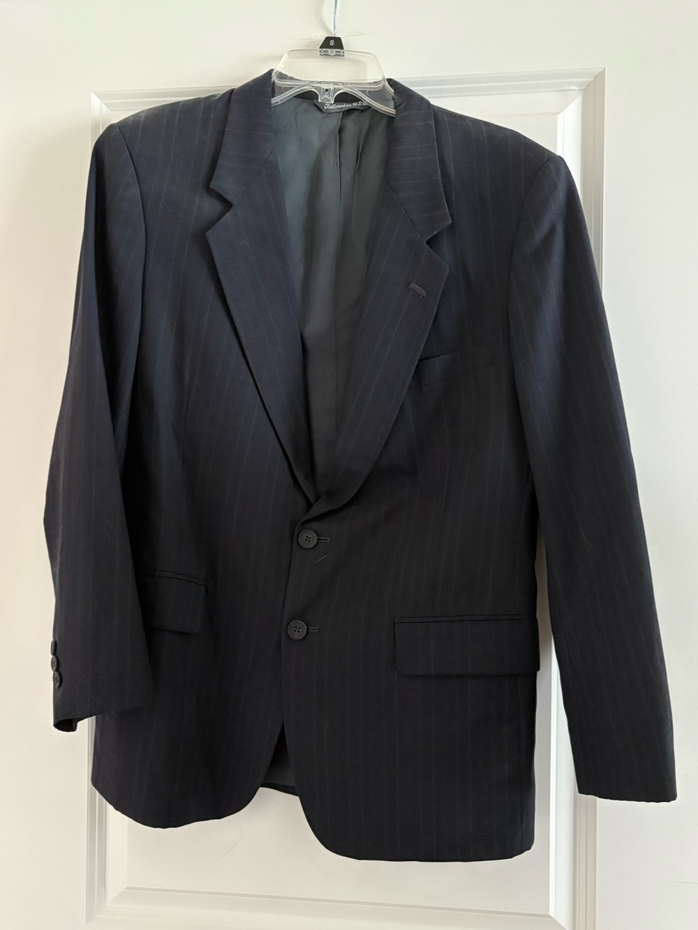 Men's Navy Pinstripe Blazer - Classic Two-Button Suit